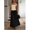 imagePRETTYGARDEN Womens 2025 Summer Strapless Maxi Dresses Patchwork Long Flowy Elegant Going Out Tube Top Dress with PocketsApricot Black