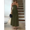 imagePRETTYGARDEN Womens 2025 Summer Strapless Maxi Dresses Patchwork Long Flowy Elegant Going Out Tube Top Dress with PocketsArmy Green