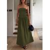 imagePRETTYGARDEN Womens 2025 Summer Strapless Maxi Dresses Patchwork Long Flowy Elegant Going Out Tube Top Dress with PocketsArmy Green