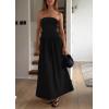 imagePRETTYGARDEN Womens 2025 Summer Strapless Maxi Dresses Patchwork Long Flowy Elegant Going Out Tube Top Dress with PocketsBlack