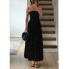 imagePRETTYGARDEN Womens 2025 Summer Strapless Maxi Dresses Patchwork Long Flowy Elegant Going Out Tube Top Dress with PocketsBlack