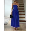 imagePRETTYGARDEN Womens 2025 Summer Strapless Maxi Dresses Patchwork Long Flowy Elegant Going Out Tube Top Dress with PocketsBlue