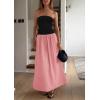 imagePRETTYGARDEN Womens 2025 Summer Strapless Maxi Dresses Patchwork Long Flowy Elegant Going Out Tube Top Dress with PocketsPink