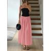 imagePRETTYGARDEN Womens 2025 Summer Strapless Maxi Dresses Patchwork Long Flowy Elegant Going Out Tube Top Dress with PocketsPink