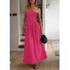 imagePRETTYGARDEN Womens 2025 Summer Strapless Maxi Dresses Patchwork Long Flowy Elegant Going Out Tube Top Dress with PocketsRose Red