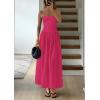 imagePRETTYGARDEN Womens 2025 Summer Strapless Maxi Dresses Patchwork Long Flowy Elegant Going Out Tube Top Dress with PocketsRose Red