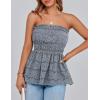 imagePRETTYGARDEN Womens Boho Tube Tops 2025 Summer Strapless Off Shoulder Eyelet Smocked Peplum Trendy Going Out Bandeau TopGrey Blue