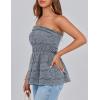 imagePRETTYGARDEN Womens Boho Tube Tops 2025 Summer Strapless Off Shoulder Eyelet Smocked Peplum Trendy Going Out Bandeau TopGrey Blue