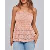 imagePRETTYGARDEN Womens Boho Tube Tops 2025 Summer Strapless Off Shoulder Eyelet Smocked Peplum Trendy Going Out Bandeau TopPink