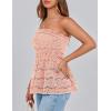 imagePRETTYGARDEN Womens Boho Tube Tops 2025 Summer Strapless Off Shoulder Eyelet Smocked Peplum Trendy Going Out Bandeau TopPink