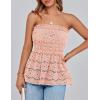 imagePRETTYGARDEN Womens Boho Tube Tops 2025 Summer Strapless Off Shoulder Eyelet Smocked Peplum Trendy Going Out Bandeau TopPink