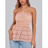 imagePRETTYGARDEN Womens Boho Tube Tops 2025 Summer Strapless Off Shoulder Eyelet Smocked Peplum Trendy Going Out Bandeau TopPink