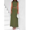 imagePRETTYGARDEN Womens Skirt Sets 2025 Summer Trendy 2 Piece Outfits Sleeveless Ruched Fitted Tops Ruffle Maxi SkirtsArmy Green