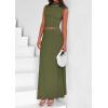 imagePRETTYGARDEN Womens Skirt Sets 2025 Summer Trendy 2 Piece Outfits Sleeveless Ruched Fitted Tops Ruffle Maxi SkirtsArmy Green