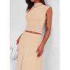 imagePRETTYGARDEN Womens Skirt Sets 2025 Summer Trendy 2 Piece Outfits Sleeveless Ruched Fitted Tops Ruffle Maxi SkirtsBeige