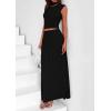 imagePRETTYGARDEN Womens Skirt Sets 2025 Summer Trendy 2 Piece Outfits Sleeveless Ruched Fitted Tops Ruffle Maxi SkirtsBlack