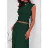 imagePRETTYGARDEN Womens Skirt Sets 2025 Summer Trendy 2 Piece Outfits Sleeveless Ruched Fitted Tops Ruffle Maxi SkirtsDark Green