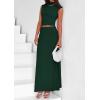 imagePRETTYGARDEN Womens Skirt Sets 2025 Summer Trendy 2 Piece Outfits Sleeveless Ruched Fitted Tops Ruffle Maxi SkirtsDark Green