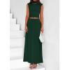 imagePRETTYGARDEN Womens Skirt Sets 2025 Summer Trendy 2 Piece Outfits Sleeveless Ruched Fitted Tops Ruffle Maxi SkirtsDark Green