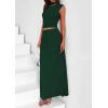 imagePRETTYGARDEN Womens Skirt Sets 2025 Summer Trendy 2 Piece Outfits Sleeveless Ruched Fitted Tops Ruffle Maxi SkirtsDark Green