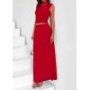 imagePRETTYGARDEN Womens Skirt Sets 2025 Summer Trendy 2 Piece Outfits Sleeveless Ruched Fitted Tops Ruffle Maxi SkirtsRed