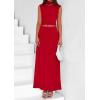 imagePRETTYGARDEN Womens Skirt Sets 2025 Summer Trendy 2 Piece Outfits Sleeveless Ruched Fitted Tops Ruffle Maxi SkirtsRed