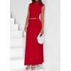 imagePRETTYGARDEN Womens Skirt Sets 2025 Summer Trendy 2 Piece Outfits Sleeveless Ruched Fitted Tops Ruffle Maxi SkirtsRed