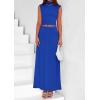imagePRETTYGARDEN Womens Skirt Sets 2025 Summer Trendy 2 Piece Outfits Sleeveless Ruched Fitted Tops Ruffle Maxi SkirtsRoyal Blue
