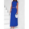 imagePRETTYGARDEN Womens Skirt Sets 2025 Summer Trendy 2 Piece Outfits Sleeveless Ruched Fitted Tops Ruffle Maxi SkirtsRoyal Blue