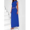 imagePRETTYGARDEN Womens Skirt Sets 2025 Summer Trendy 2 Piece Outfits Sleeveless Ruched Fitted Tops Ruffle Maxi SkirtsRoyal Blue