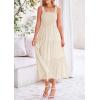 imagePRETTYGARDEN Womens Smocked Midi Dress 2025 Summer Ruffle A Line Long Flowy Dresses Cute Sleeveless Beach SundressApricot