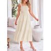 imagePRETTYGARDEN Womens Smocked Midi Dress 2025 Summer Ruffle A Line Long Flowy Dresses Cute Sleeveless Beach SundressApricot