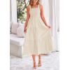 imagePRETTYGARDEN Womens Smocked Midi Dress 2025 Summer Ruffle A Line Long Flowy Dresses Cute Sleeveless Beach SundressApricot