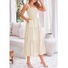 imagePRETTYGARDEN Womens Smocked Midi Dress 2025 Summer Ruffle A Line Long Flowy Dresses Cute Sleeveless Beach SundressApricot