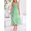 imagePRETTYGARDEN Womens Smocked Midi Dress 2025 Summer Ruffle A Line Long Flowy Dresses Cute Sleeveless Beach SundressBean Green
