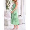 imagePRETTYGARDEN Womens Smocked Midi Dress 2025 Summer Ruffle A Line Long Flowy Dresses Cute Sleeveless Beach SundressBean Green