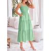 imagePRETTYGARDEN Womens Smocked Midi Dress 2025 Summer Ruffle A Line Long Flowy Dresses Cute Sleeveless Beach SundressBean Green