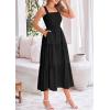 imagePRETTYGARDEN Womens Smocked Midi Dress 2025 Summer Ruffle A Line Long Flowy Dresses Cute Sleeveless Beach SundressBlack