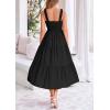 imagePRETTYGARDEN Womens Smocked Midi Dress 2025 Summer Ruffle A Line Long Flowy Dresses Cute Sleeveless Beach SundressBlack