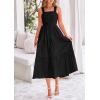 imagePRETTYGARDEN Womens Smocked Midi Dress 2025 Summer Ruffle A Line Long Flowy Dresses Cute Sleeveless Beach SundressBlack