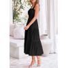 imagePRETTYGARDEN Womens Smocked Midi Dress 2025 Summer Ruffle A Line Long Flowy Dresses Cute Sleeveless Beach SundressBlack