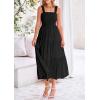 imagePRETTYGARDEN Womens Smocked Midi Dress 2025 Summer Ruffle A Line Long Flowy Dresses Cute Sleeveless Beach SundressBlack
