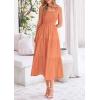 imagePRETTYGARDEN Womens Smocked Midi Dress 2025 Summer Ruffle A Line Long Flowy Dresses Cute Sleeveless Beach SundressBrown Orange