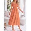 imagePRETTYGARDEN Womens Smocked Midi Dress 2025 Summer Ruffle A Line Long Flowy Dresses Cute Sleeveless Beach SundressBrown Orange