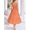imagePRETTYGARDEN Womens Smocked Midi Dress 2025 Summer Ruffle A Line Long Flowy Dresses Cute Sleeveless Beach SundressBrown Orange