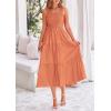 imagePRETTYGARDEN Womens Smocked Midi Dress 2025 Summer Ruffle A Line Long Flowy Dresses Cute Sleeveless Beach SundressBrown Orange