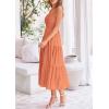 imagePRETTYGARDEN Womens Smocked Midi Dress 2025 Summer Ruffle A Line Long Flowy Dresses Cute Sleeveless Beach SundressBrown Orange
