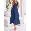 imagePRETTYGARDEN Womens Smocked Midi Dress 2025 Summer Ruffle A Line Long Flowy Dresses Cute Sleeveless Beach SundressDark Blue