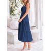 imagePRETTYGARDEN Womens Smocked Midi Dress 2025 Summer Ruffle A Line Long Flowy Dresses Cute Sleeveless Beach SundressDark Blue