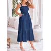 imagePRETTYGARDEN Womens Smocked Midi Dress 2025 Summer Ruffle A Line Long Flowy Dresses Cute Sleeveless Beach SundressDark Blue